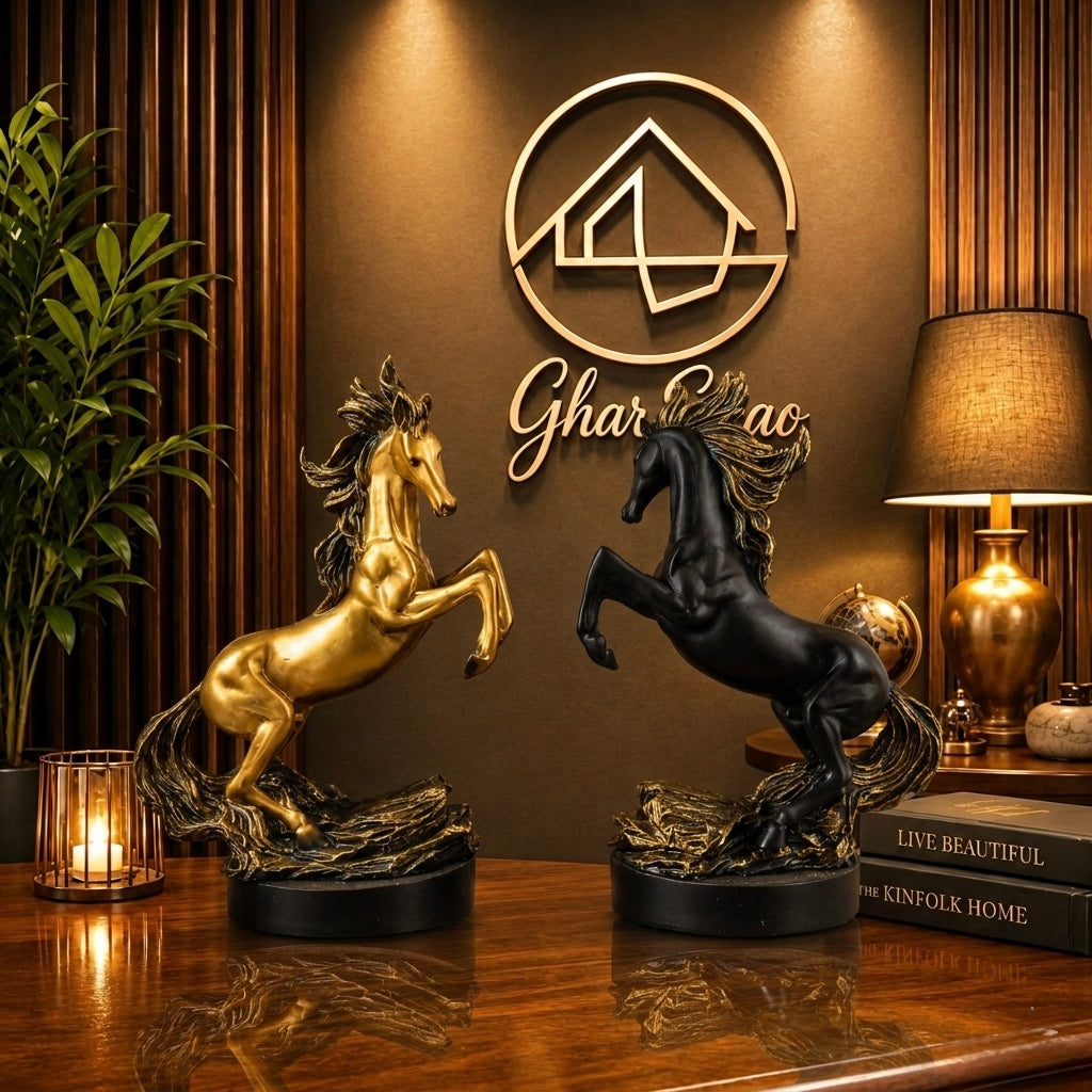 Luxury Horse Statue – Premium Home Decor Sculpture (Black & Gold)