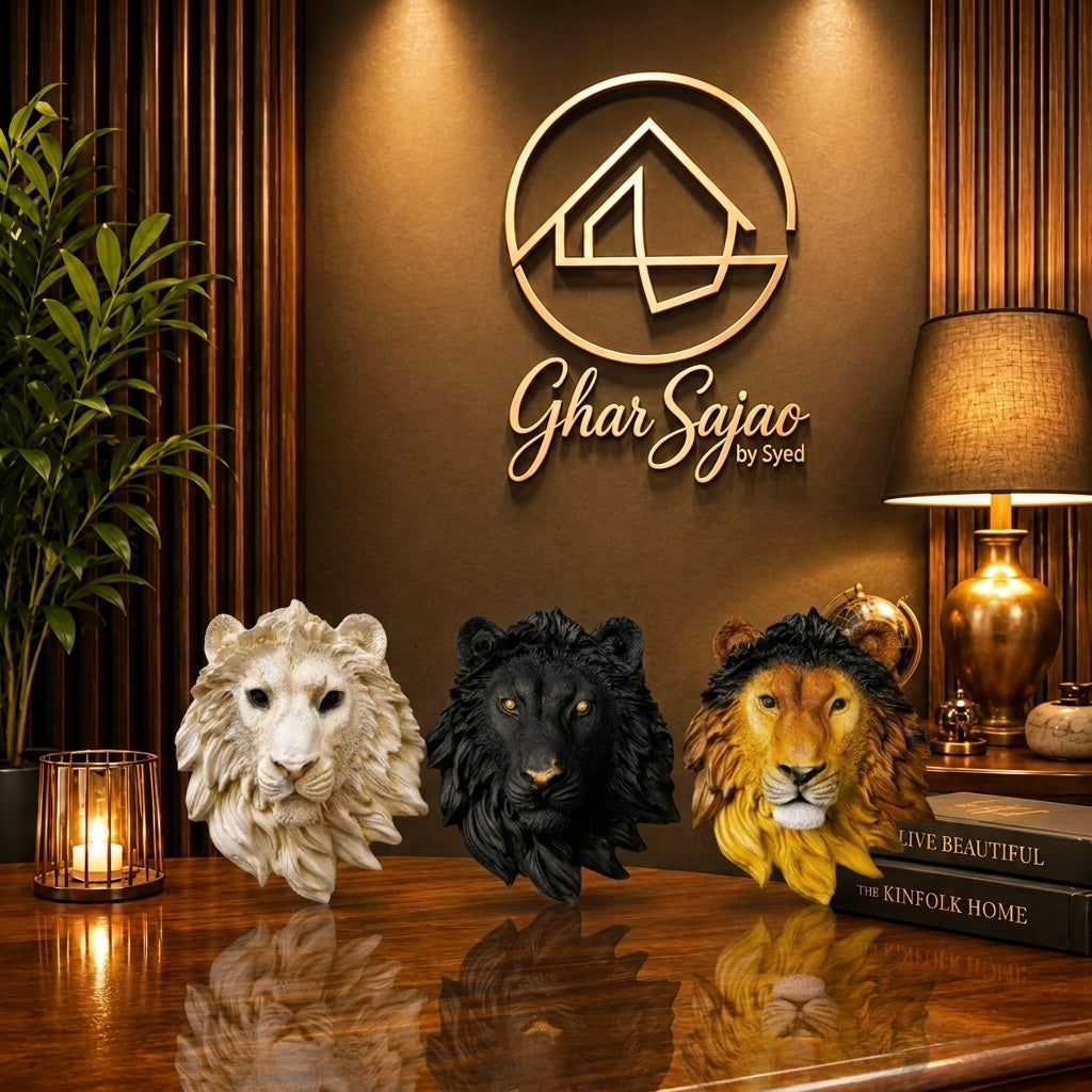 Wall Lion Heads 10 Inches