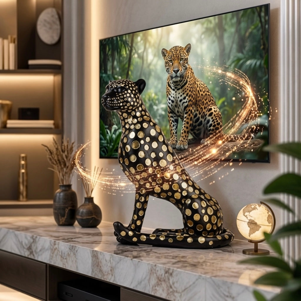 Black Leopard Decorative Statue – Modern Luxury Décor