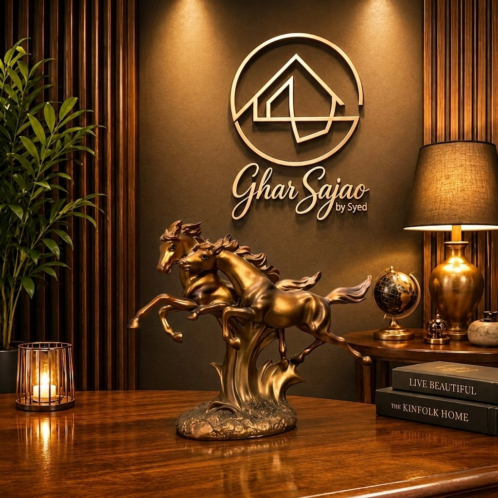 Majestic Dual Horse Luxury Decor Sculpture