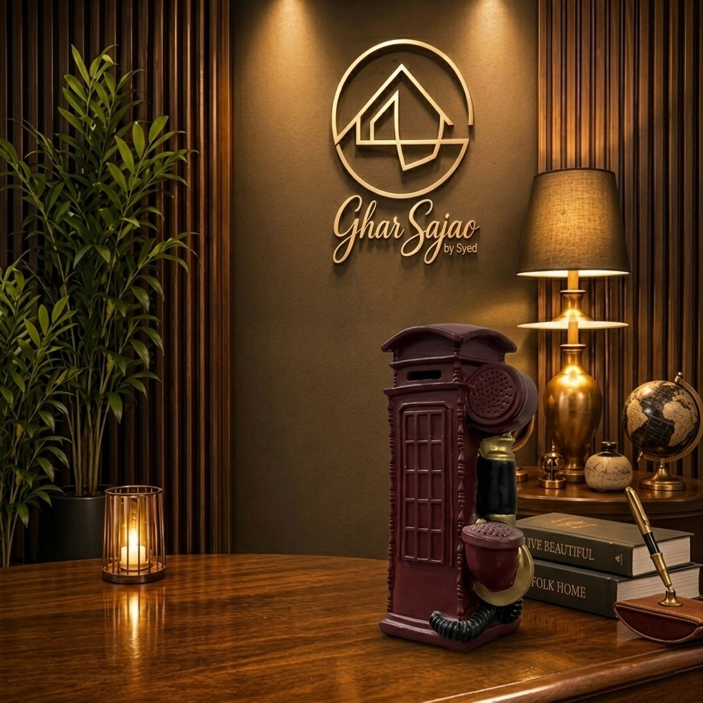 Classic British Phone Booth Clock – Vintage Home Accent