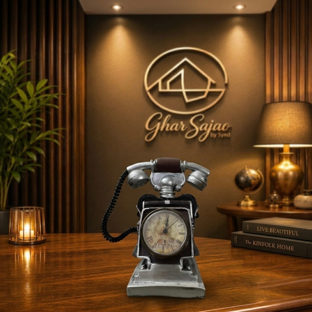Classic Rotary Phone Clock – Elegant Vintage Home Accent