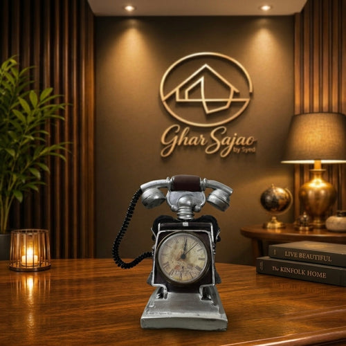 Classic Rotary Phone Clock – Elegant Vintage Home Accent