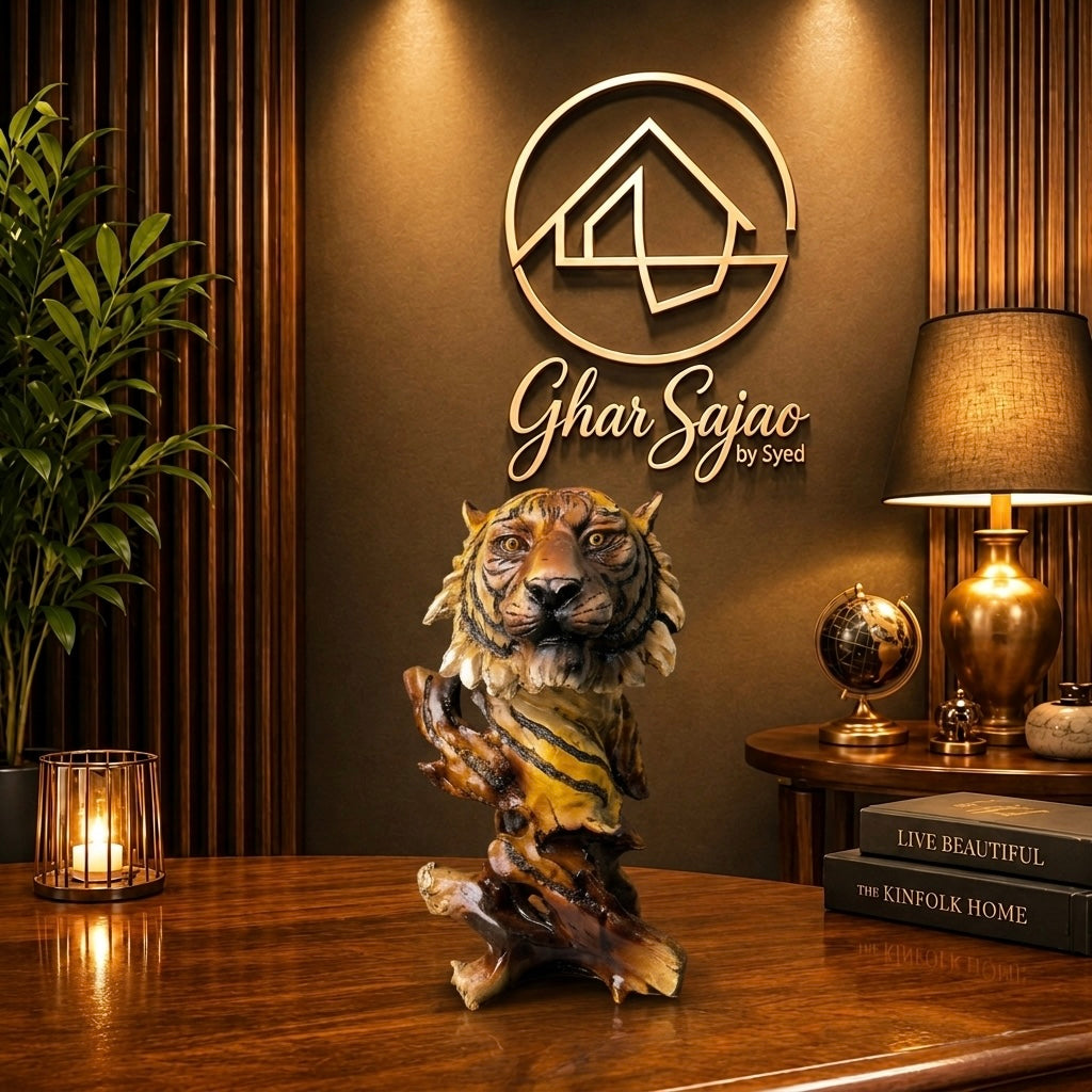 Royal Tiger Head Figurine – Luxury Interior Decoration
