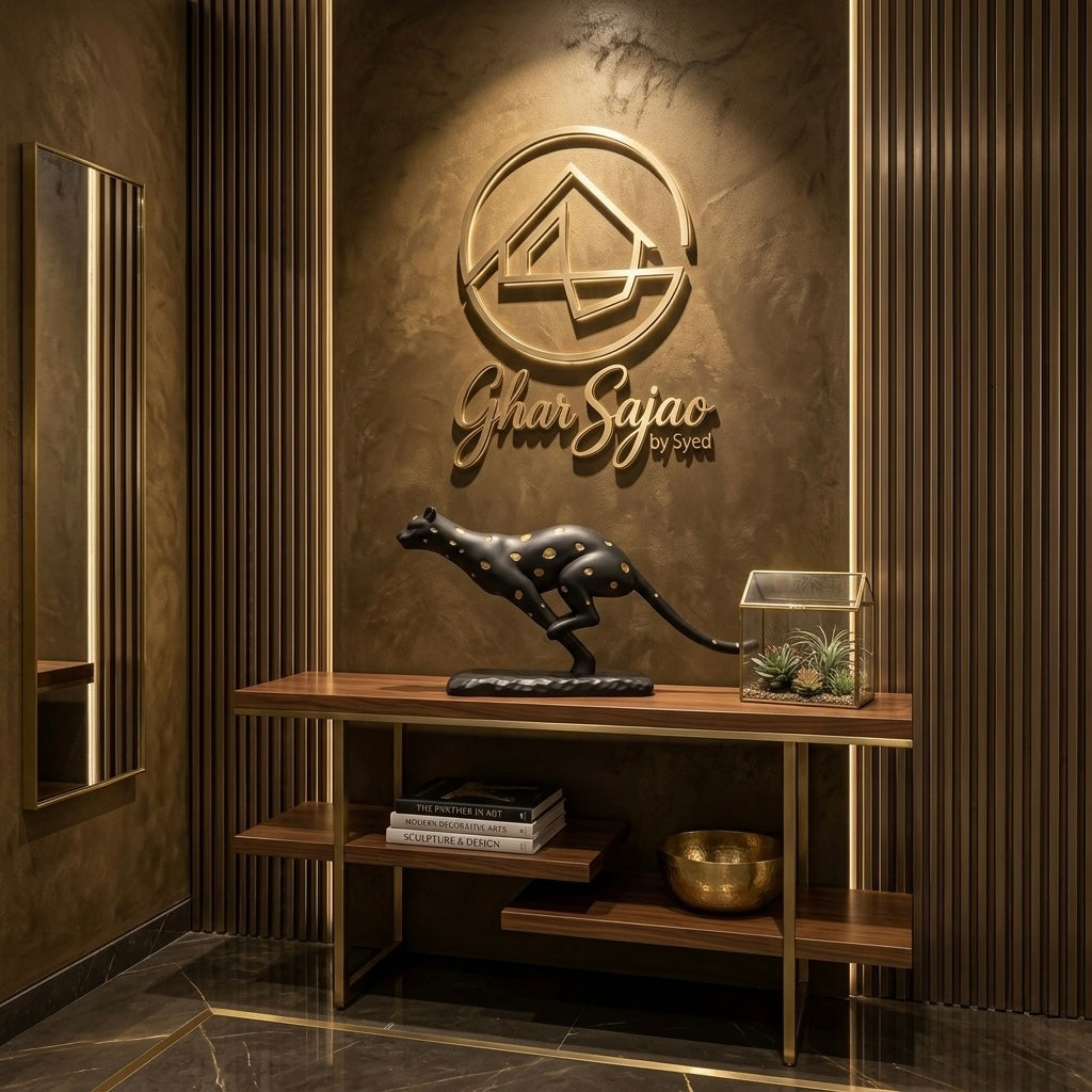 Running Panther Luxury Sculpture – Premium Modern Décor Piece