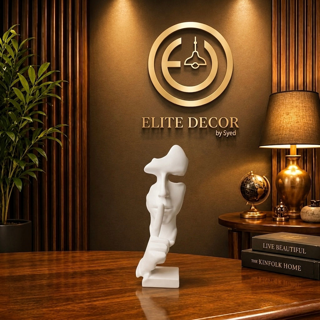 Elegant White Abstract Face Sculpture – Modern Art Décor